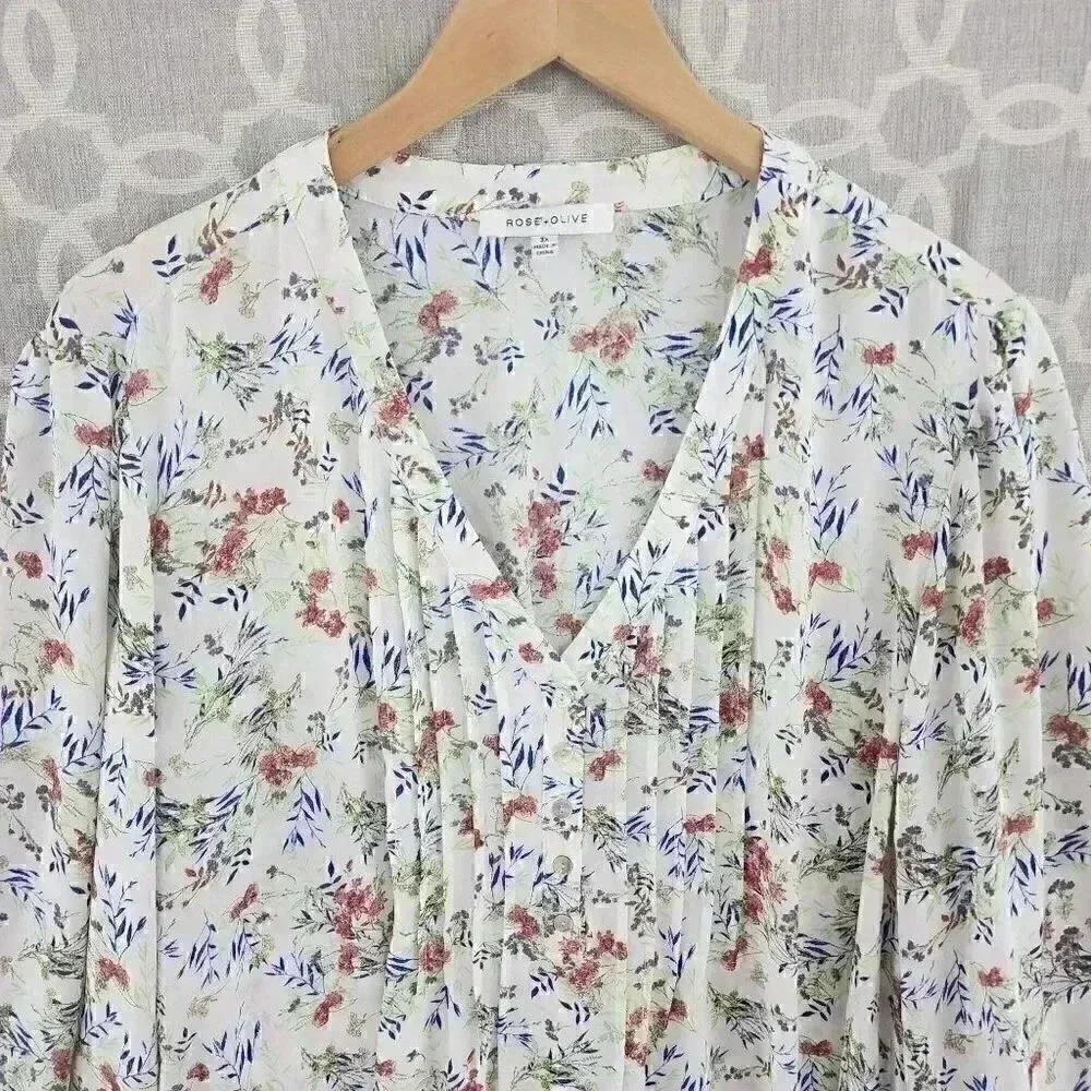 New without tag Rose + Olivia Floral Chiffon Blouse 3XL - Picture 3 of 8
